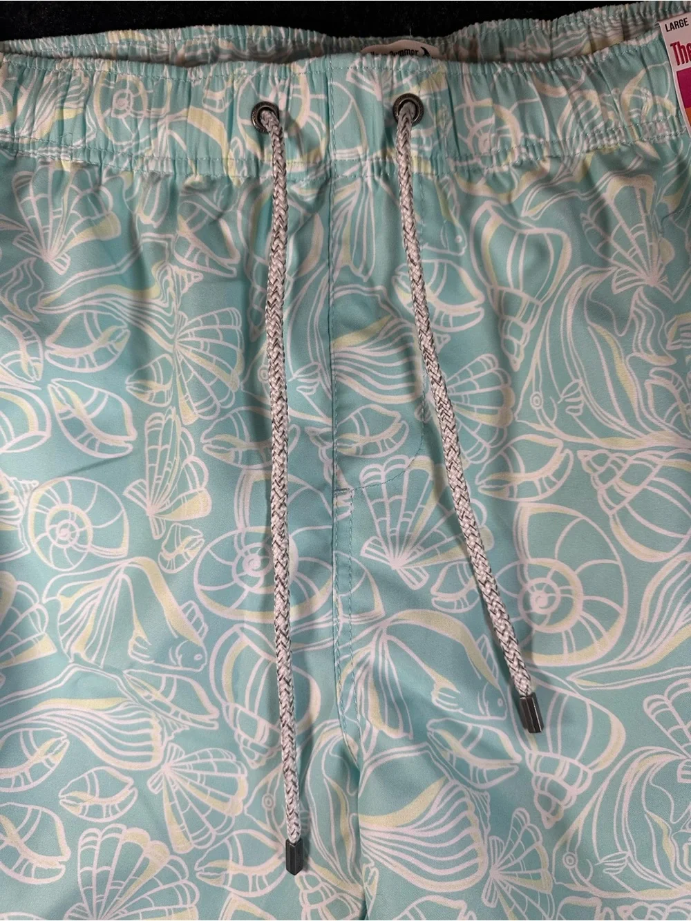 The Endless Summer Men's Large Aqua Volley Swim Shorts Seashell Print 17